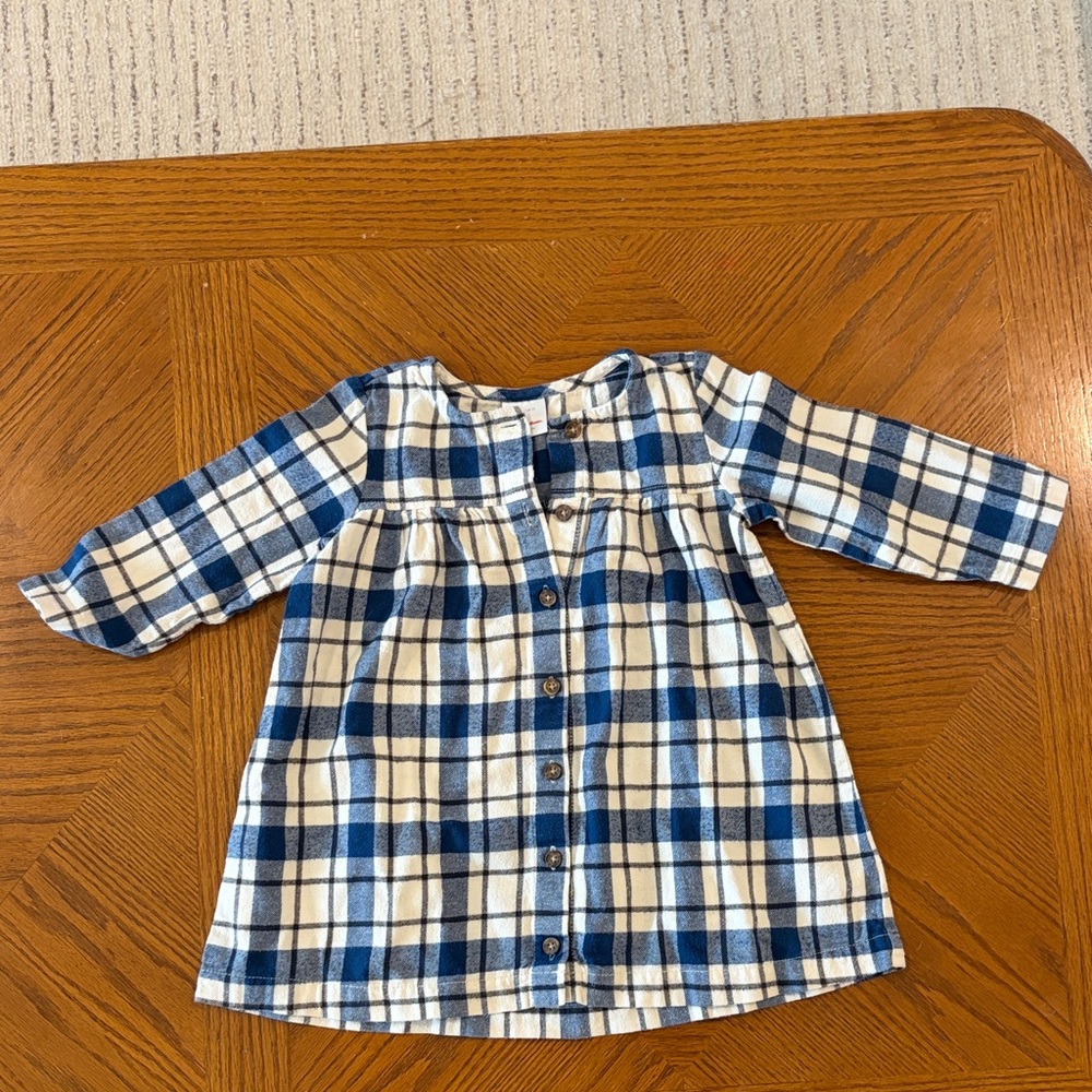 Hanna Andersson Blue and White Plaid Shirt